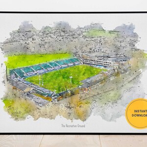 Bath Rugby Club, The Recreation Ground Print, The Rec Stadium Wall Art, Geschenk für Papa, Landmark Print,