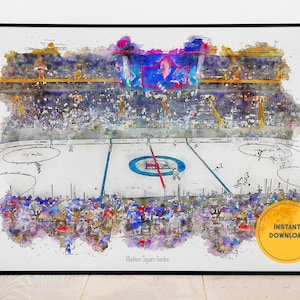 New York Rangers Print, Madison Square Garden Stadium Print, Hockey Wall Decor, Printable Wall Art, Instant Download