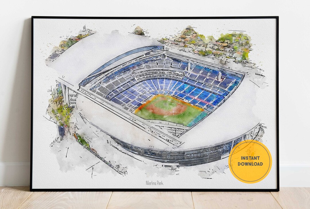 Miami Marlins Baseball Poster, Marlins Park Stadium Print, Printable