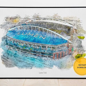 Seattle Seahawks Poster, Seattle Seahawks Print, Lumen Field Football Poster, Trauzeugen Geschenk, druckbare Wandkunst