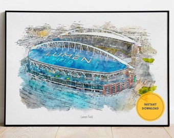 Seattle Seahawks Poster, Seattle Seahawks Print, Lumen Field Football Poster, Groomsmen Gift, Printable Wall Art