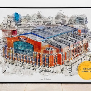 Indianapolis Colts Poster, Lucas Oil Stadium Print, Vintage Football Print, Wall Decor, Printable Wall Art, Housewarming Gift