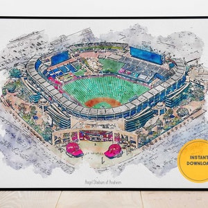 Los Angeles Angels Baseball Poster, Angel Stadium Print, Printable Wall Art, Sports Wall Decor, Instant Download
