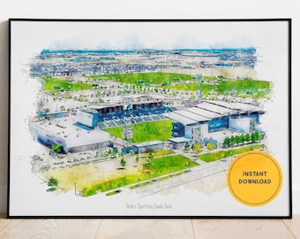 Colorado Rapids Futbol Poster, Dick’s Sporting Goods Park Wall Art, Soccer Fan Art, Gift for Him, Home & Office Decor