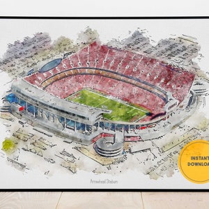 Kansas City Chiefs Stadium Print, Kansas City Chiefs Poster, The Chiefs Print, Kansas City Print, Arrowhead Stadium, Sports Poster