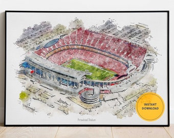 Kansas City Chiefs Stadium Print, Kansas City Chiefs Poster, The Chiefs Print, Kansas City Print, Arrowhead Stadium, Sports Poster