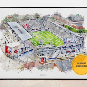 DC United Soccer Poster, Audi Field Futbol Stadium Print, Contemporary Minimalist Football Wall Art, Gift for Hubby
