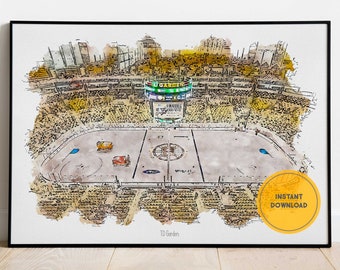 Boston Bruins Poster, Boston Bruins Hockey, Bruins Wall Art, Home Decor, TD Garden Art, Hockey Poster, Instant Download