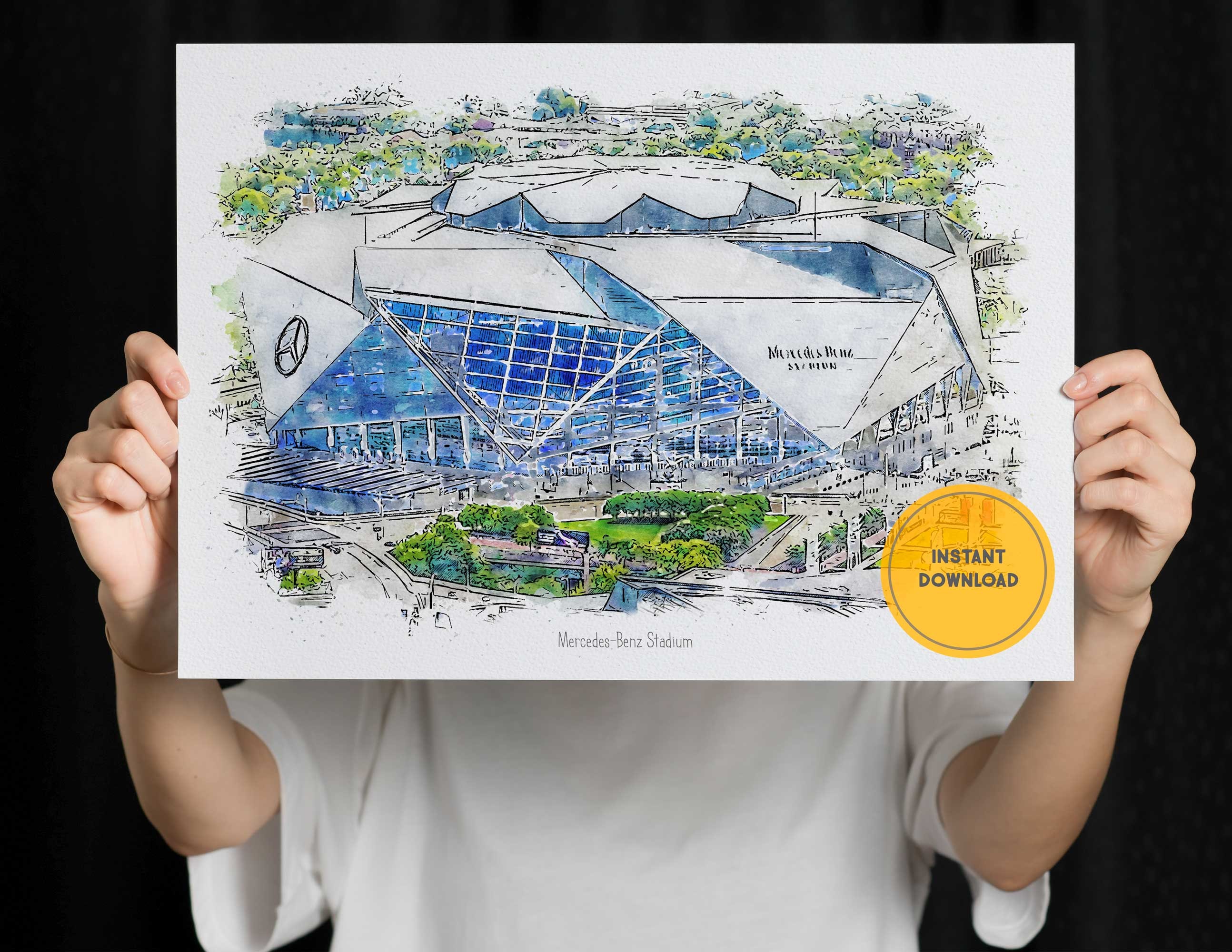Atlanta Falcons Poster Mercedes-benz Stadium NFL Team Print | Etsy