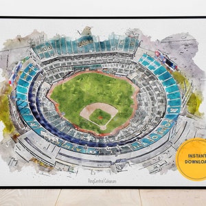 Oakland Athletics RingCentral Coliseum Stadium Baseball Poster, Printable Wall Art, Sports Wall Decor, Instant Download