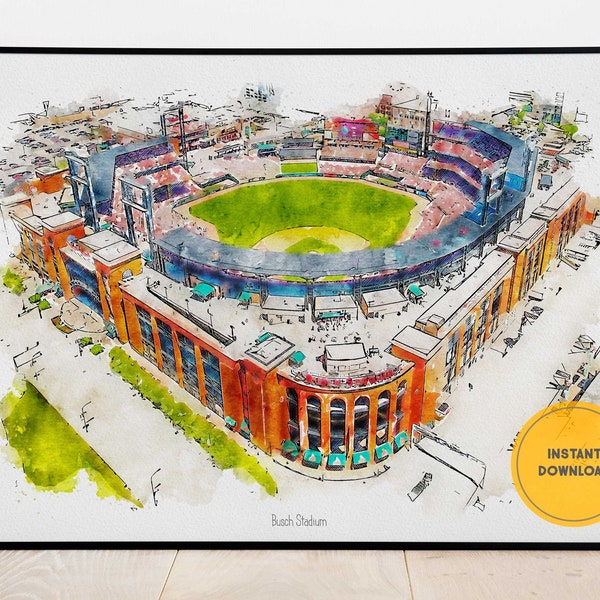 St. Louis Cardinals Print, Busch Stadium Poster, Baseball Wall Decor, Printable Wall Art, Instant Download