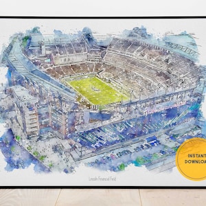 Philadelphia Eagles Football Poster, Lincoln Financial Field Stadium Print, Eagles Wall Decor, Printable Art, Graduation Gift