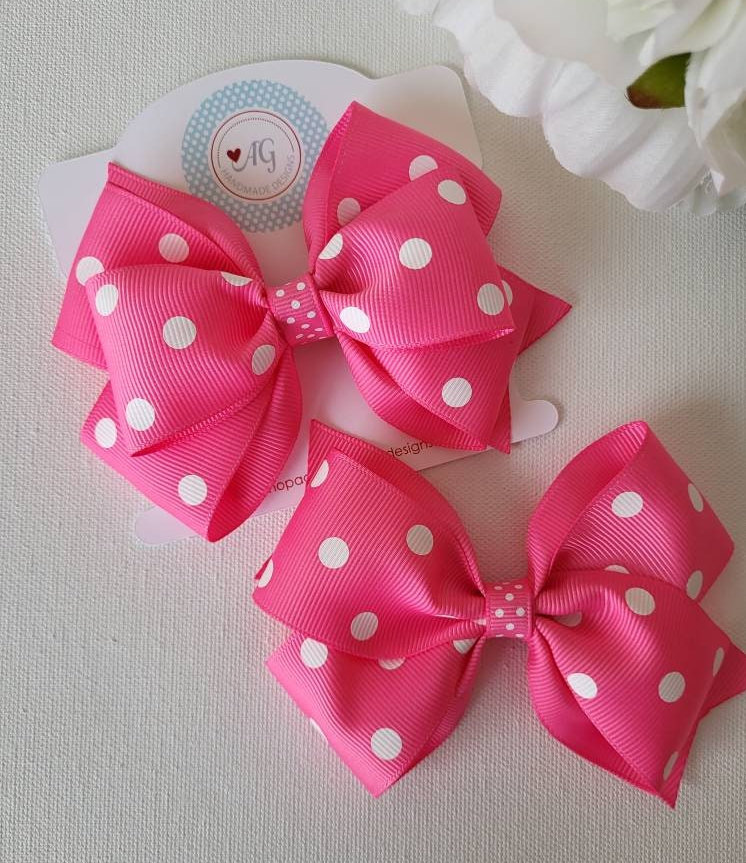 Pink Polka Dot Hair Bow - 8 Styles - Etsy