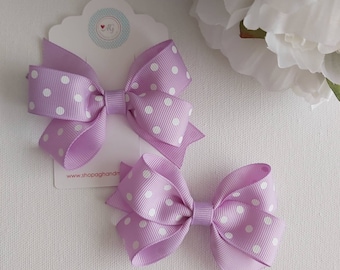 Light Purple Polka Dots Hair Bow, Polka Dots Hair Bow, Lavender Hair Bows, Toddler Hair Bows, Hair Bows for Girls, Light Purple Pigtails