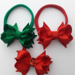 Rote Zopf-Haarschleifen, 2,5-Zoll-Haarschleifen, rote Boutique-Haarschleife, Zopf-Haarschleifen, kleine Mädchen-Haarschleifen, Weihnachts-Haarschleifen, Mini-Schleifen