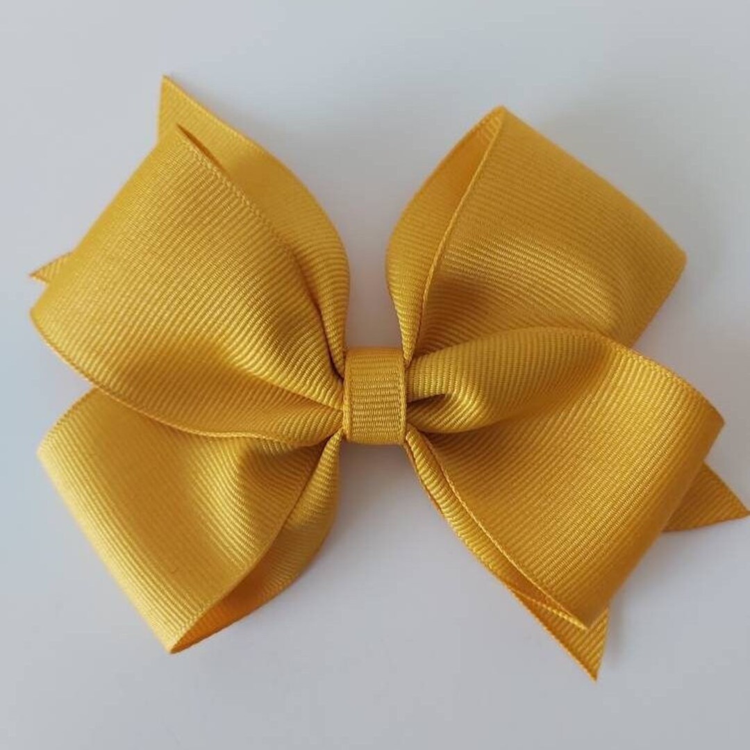 Solid Color Hair Bow, Yellow Gold Hair Bow, Gold Hair Bow, 4 Inch Hair
