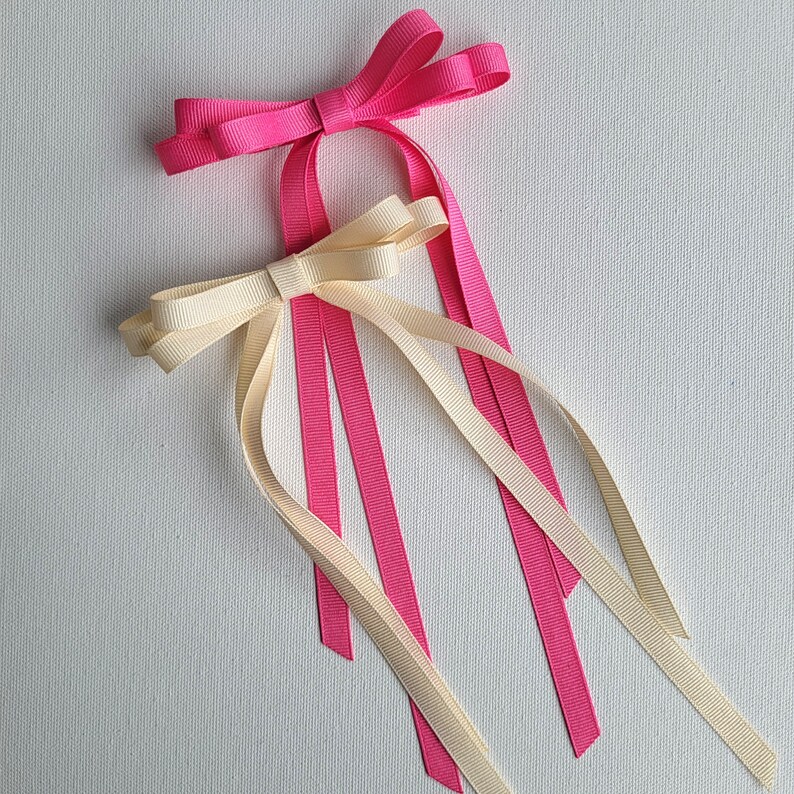Skinny Long Tail Ribbon Hair Bow - 60 Colors image 4