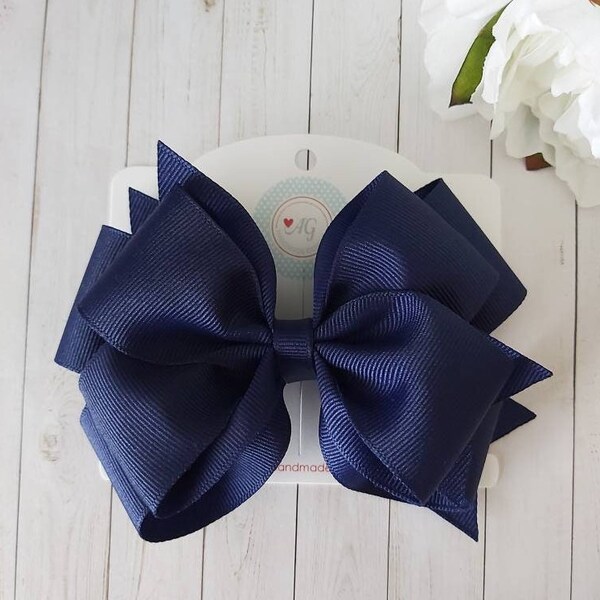 CHOOSE YOUR STYLE Hair Bow, Light Navy Blue Hair Bow, Classic Hair Bow, Girls Hair Bow, Toddler Hair Bow, Baby Hair Bow, Navy Hair Clips