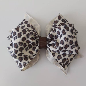 Animal Print Hair Bow, Leopard Barrette, Leopard Print Hair Bow, 4 Inch Hair Bow, Girls Hair Bow, Toddler Hair Bow, Hair Bows for Girls