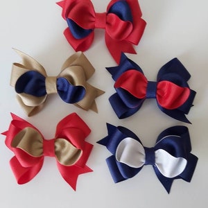 Fiocchi per capelli per il ritorno a scuola, fiocco per capelli bicolore, fiocchi per capelli per la scuola, fiocco per capelli uniforme, fiocchi per capelli per bambine, fiocco per capelli per bambini piccoli, fiocco per capelli da 3 pollici
