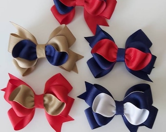 Back to School Hair Bows, Two Tones Hair Bow, School Hair Bows, Uniform Hair Bow, Girls Hair Bows, Toddler Hair Bow, 3 Inch Hair Bow