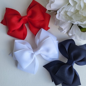 Classic Back to School Hair Bows, Uniform Hair Bow, Navy Hair Bow, Red Hair Bow, White Hair Bow, Girl Hair Bows, Toddler Hair Bow, Hair Bows