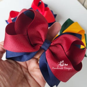 Back to School Hair Bows, Two Tones Hair Bow, School Hair Bows, Uniform Hair Bow, Girls Hair Bows, Toddler Hair Bow, 5 Inch Hair Bow
