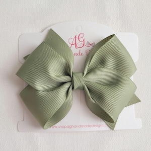 Rustic Sage Green Solid Color Hair Bow