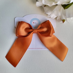 Copper Satin Hair Bow, Fall Hair Bow, Satin Ribbon Hair Bow, Hair Bows for Girls, Autumn Hair Bow, Toddler Hair Bow, Copper Bow