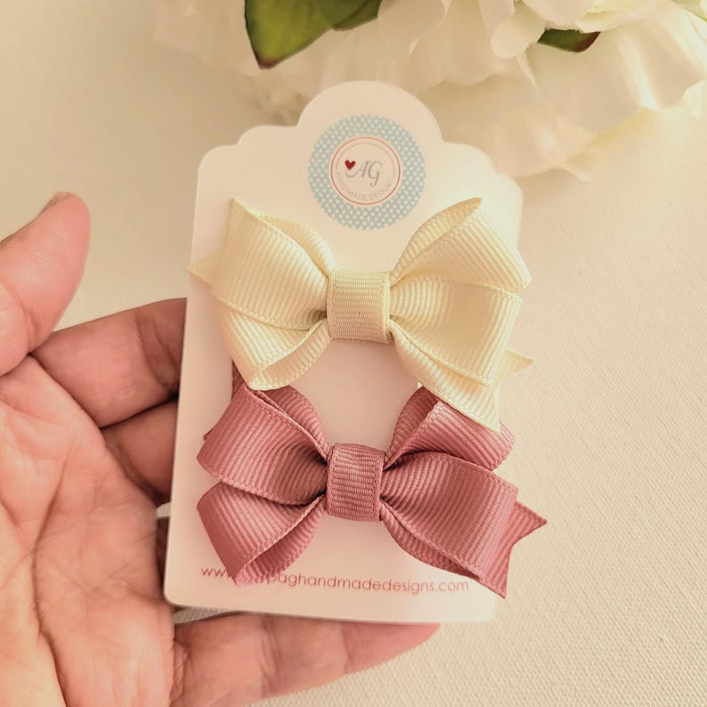 Baby Toddler Hair Bows, Baby Bows, Mini Hair Bow, Baby Hair Clips, Small Dogs Hair Bows, Toddler Hair Clips, 2 Inch Bow, Fully Lined Clips zdjęcie 7