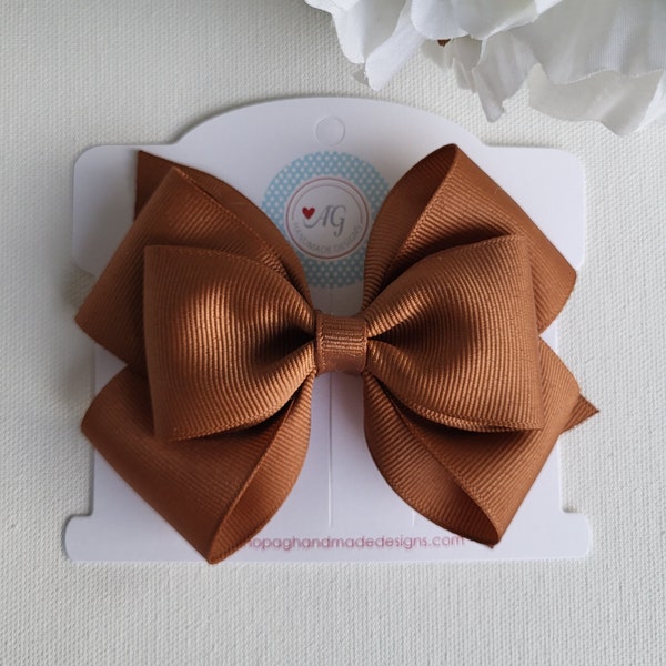 CHOOSE YOUR STYLE Hair Bow, Coffee Color Hair Bow, Solid Color Hair Bow, Girl Hair Bow, Toddler Hair Bow, Baby Hair Bow, Fall Hair Bow