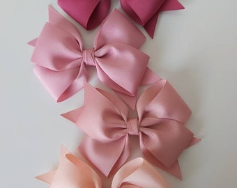 Solid Colors Hair Bows, Pastel Colors Hair Bows, Dusty Rose, Barely Peach, Rose Gold, Rosy Mauve, 4 Inch Hair Bow, Girls Hair Bows, Hair Bow