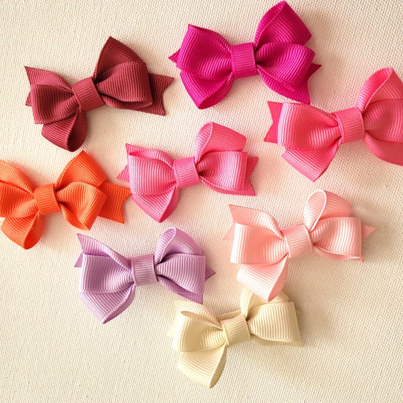 Baby Toddler Hair Bows, Baby Bows, Mini Hair Bow, Baby Hair Clips, Small Dogs Hair Bows, Toddler Hair Clips, 2 Inch Bow, Fully Lined Clips zdjęcie 9
