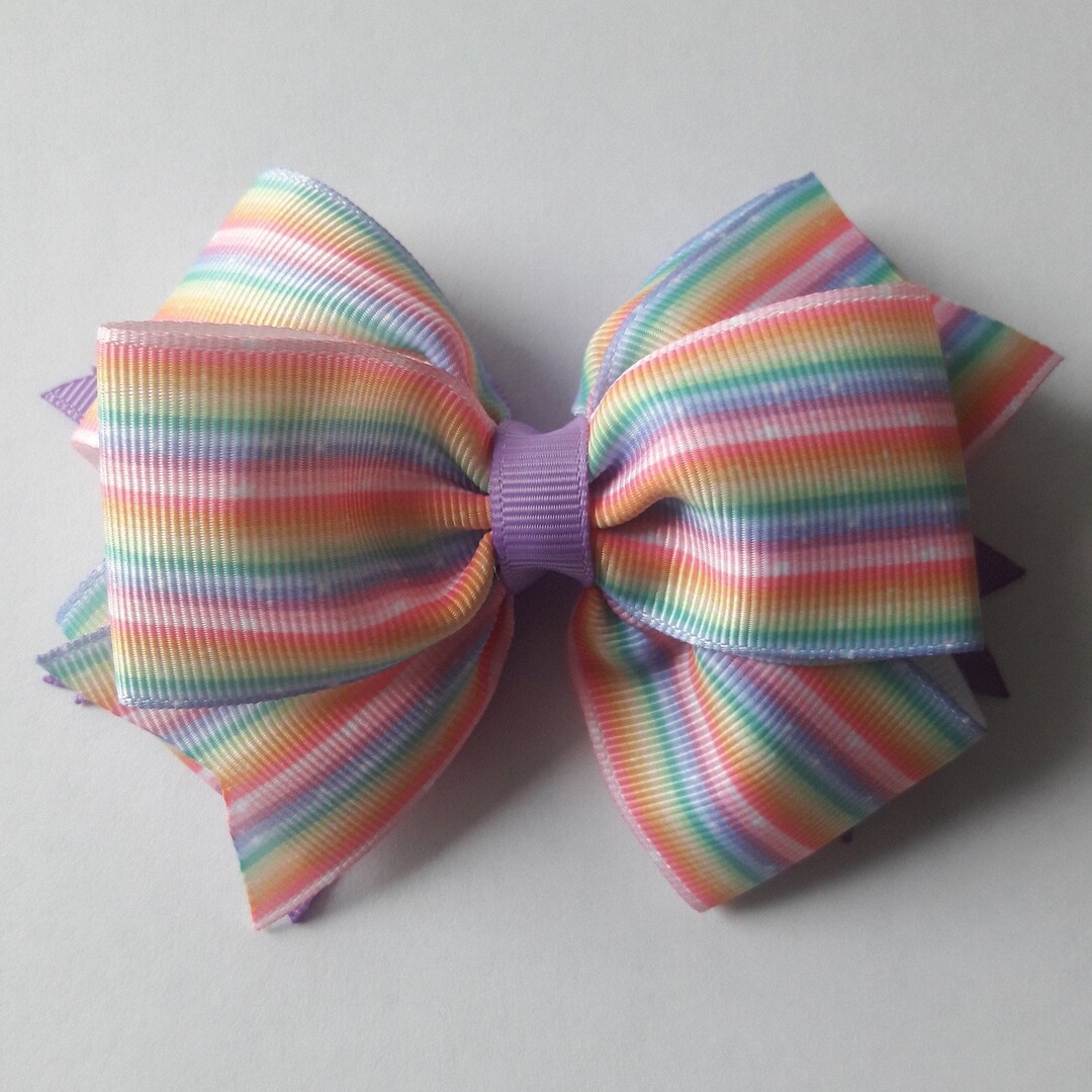 Pastel Rainbow Hair Bow Rainbow Hair Bow 4 Inch Hair Bow Etsy