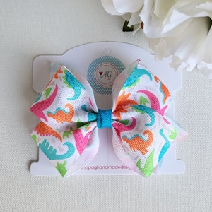 Dinosaur Hair Bow, 4 Inch Hair Bow, Toddler Hair Bow, Dinosaur Bow Headband, Dinosaur Hair Barrette, Dinosaur Birthday Gift, Girl Hair Bow