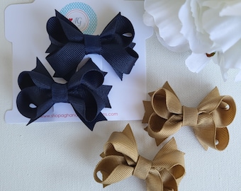 Back to School Colors Mini Boutique Hair Bows, Uniform Hair Bows, Mini Pigtails Hair Bows, 3 Inch Hair Bows, Pigtails Set, Girls Hair Bows