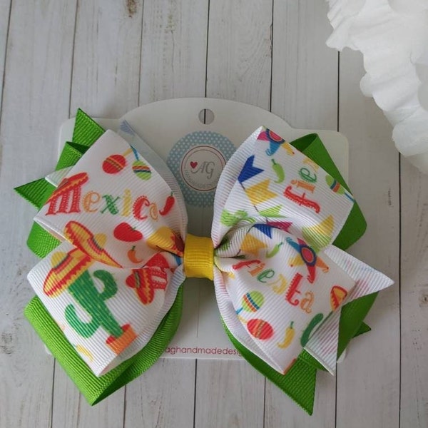 Mexicaanse Fiesta Hair Bow, Cinco de Mayo Hair Bow, Mexicaanse Fiesta Hair Bow, Mexicaanse Party Hair Bow, Girls Hair Bow, Peuter Hair Bow