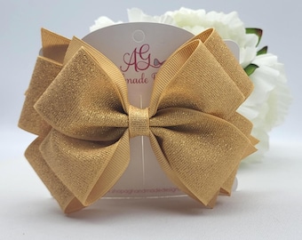Gold Glitter Hair Bow - 7 Styles