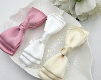 Satin Ribbon Classic Hair Bow or Headband