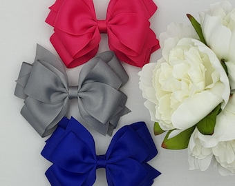Solid Color Hair Bow - Over 80 Colors - 5 Inch