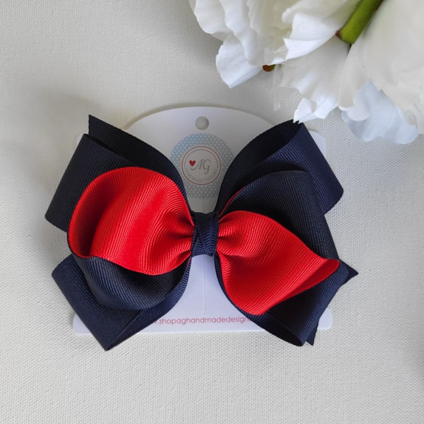 Back to School Hair Bows, Two Tones Hair Bow, School Hair Bows, Uniform Hair Bow, Girls Hair Bows, Toddler Hair Bow, 5 Inch Hair Bow