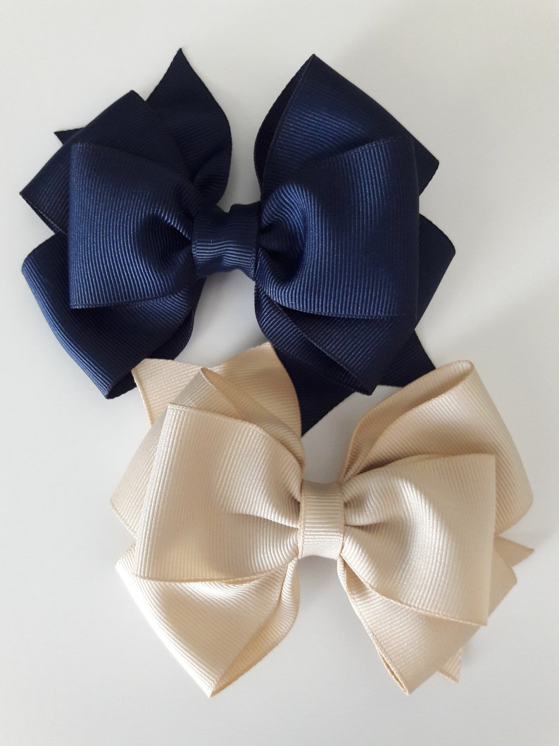 Back to School Hair Bow Uniform Hair Bow Navy Hair Bow Etsy