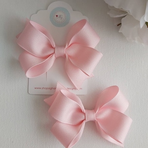 Baby Pink Hair Bow, Mini Hair Bow, Baby Hair Bow, 3 Inch Hair Bow, Spring Hair Bow, Light Pink Pigtails, Hair Bows for Girls, Toddlers Bows
