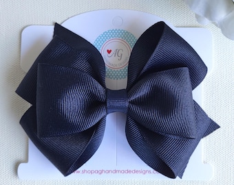Navy Blue Hair Bow | 8 Styles to Choose | Back to School Hair Bow | Uniform Hair Bow | Hair Bows for Girls | Toddler Hair Bow | Boutique Bow