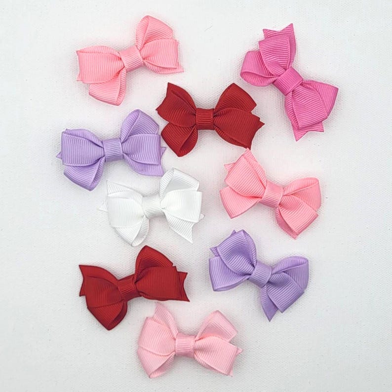 Baby Toddler Hair Bows, Baby Bows, Mini Hair Bow, Baby Hair Clips, Small Dogs Hair Bows, Toddler Hair Clips, 2 Inch Bow, Fully Lined Clips zdjęcie 4