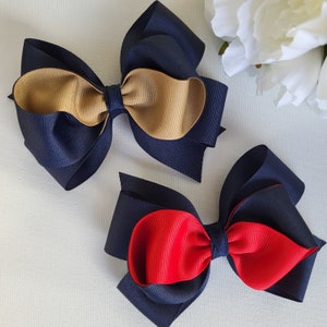 Back to School Hair Bows, Two Tones Hair Bow, School Hair Bows, Uniform Hair Bow, Girls Hair Bows, Toddler Hair Bow, 5 Inch Hair Bow