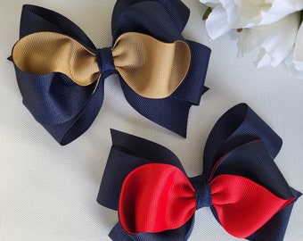 Back to School Hair Bows, Two Tones Hair Bow, School Hair Bows, Uniform Hair Bow, Girls Hair Bows, Toddler Hair Bow, 5 Inch Hair Bow