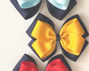 Back to School Hair Bows, Two Tones Hair Bow, School Hair Bows, Uniform Hair Bow, Girls Hair Bows, Toddler Hair Bow, 6 Inch Hair Bow