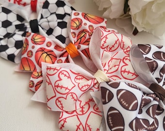 Sports Hair Bows - 4 Inches
