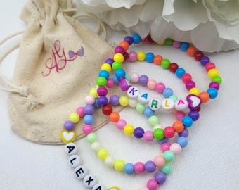 Kids Easter Bracelet – Pastel & Bright Acrylic Beads - Personalized